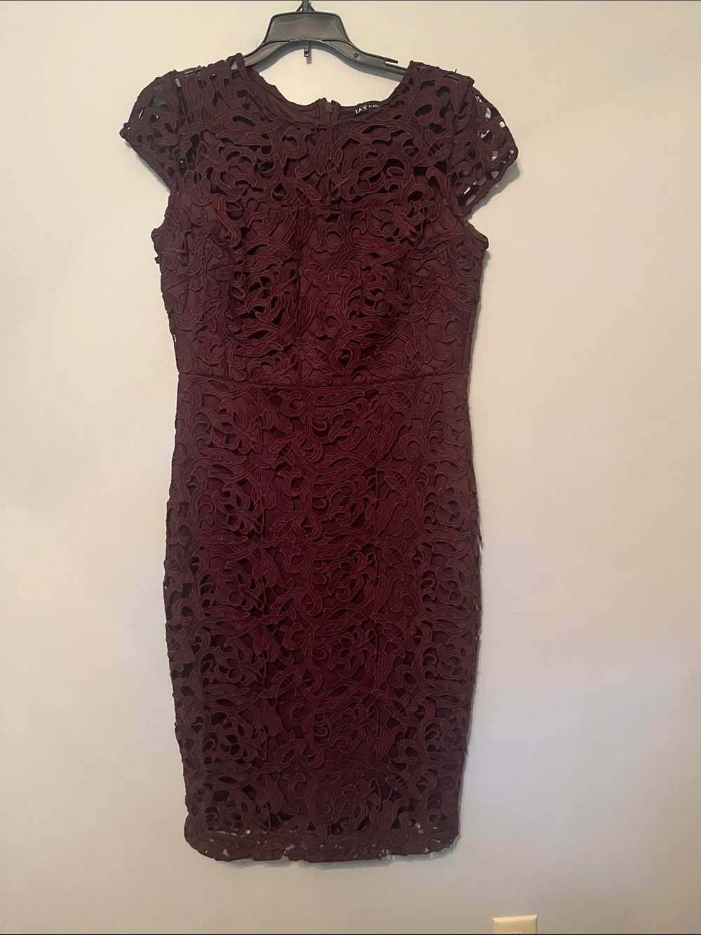 Jax Burgundy Crochet Lace Midi Dress